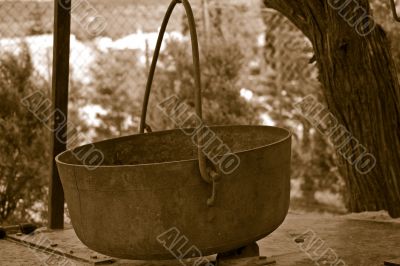 Aged rusty pot