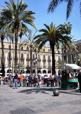  Plaza in Barcelona Spain Early morning