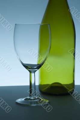 Wine glass and bottle