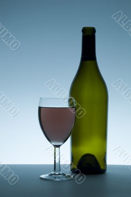 Wine glass and bottle