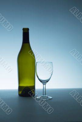 Wine glass and bottle