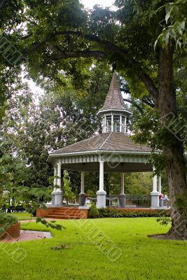 gazebo under the trees