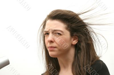 Blowing hairdryer