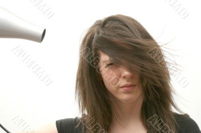 Blowing hairdryer