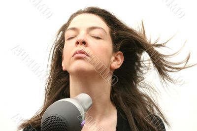 Blowing hairdryer
