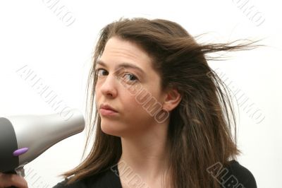 Blowing hairdryer