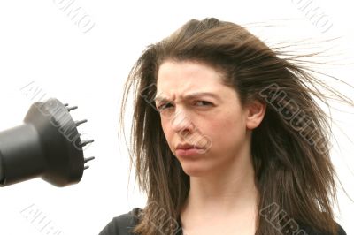 Blowing hairdryer