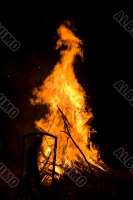Silhouette with fire