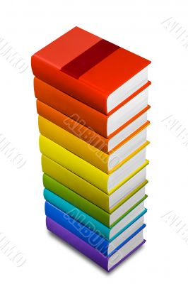rainbow books stack isolated on white