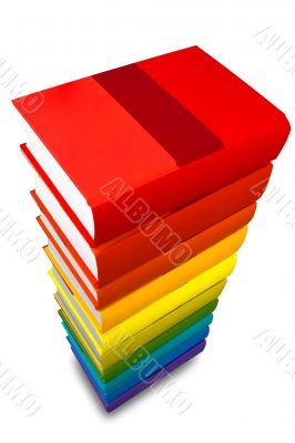 rainbow books stack isolated on white