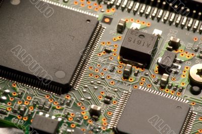 background of electronic board circuit with chips