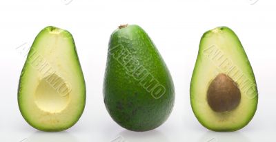 Avocado and its open parts with stone