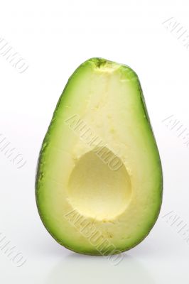 Isolated open avocado without stone