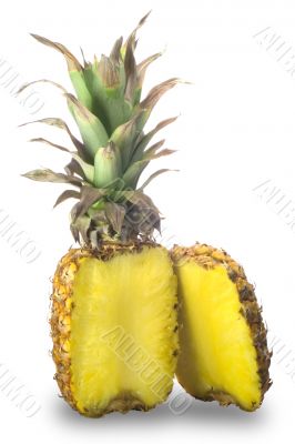 Ripe pineapple with yellow flesh