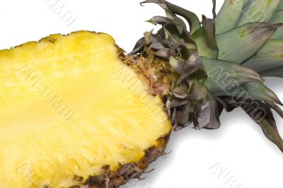 Ripe yellow pineapple macro
