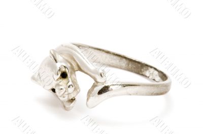 Silver ring with lion