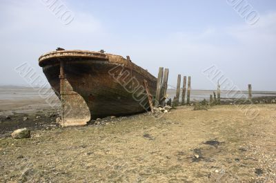 Abandoned river barge