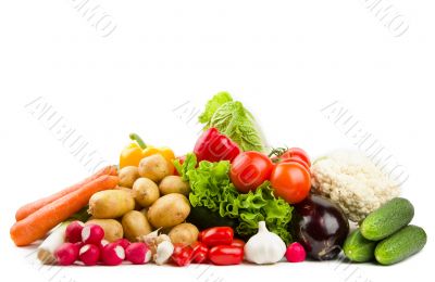 Set of different vegetables isolated on white