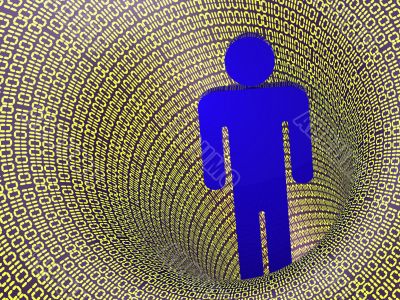 man and digital code