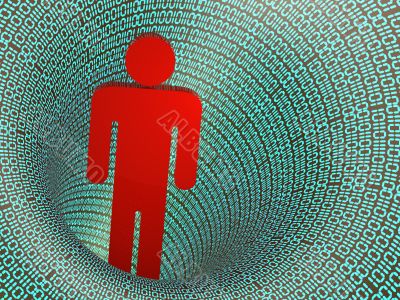 man and digital code