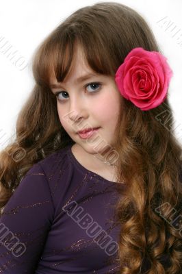 Portrait with red rose.