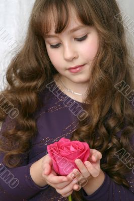 Portrait with red rose.