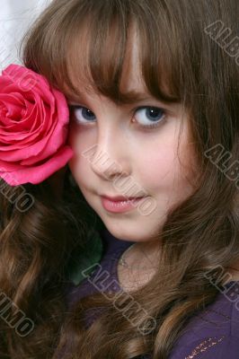Portrait with red rose.