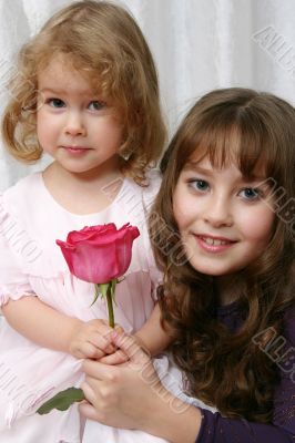 Portrait with red rose.