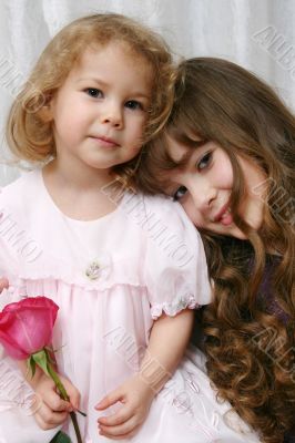 Portrait with red rose.