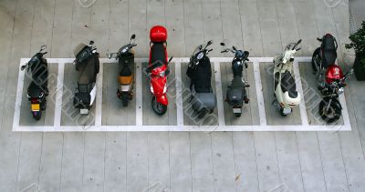 Motorbikes on parking