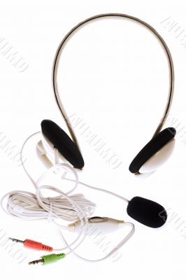 Headphones with microphone and jacks