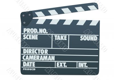 Front view of film clap board