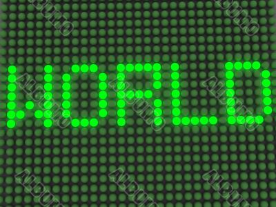 word on the electronic display. world