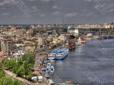 River station on the river Dnepr. Kiev.
