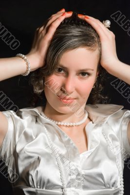 The girl smiles