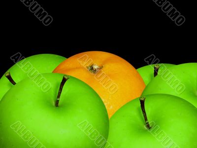 fruits orange and apples closeup