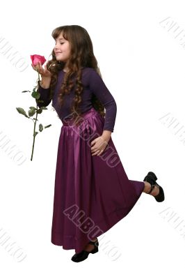 Girl and red flower