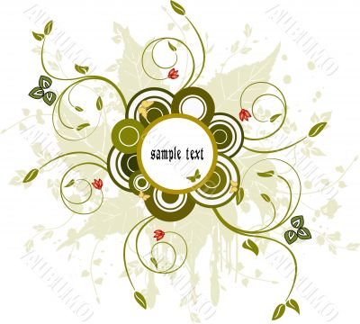 Floral background with frame - vector
