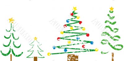 Grunge christmas trees