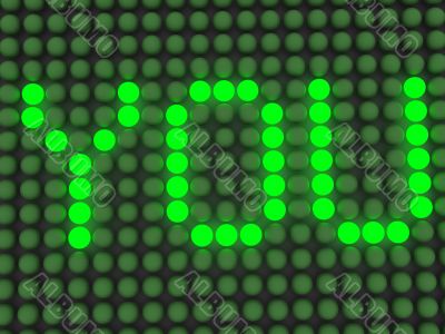 Luminous a word on the electronic display.