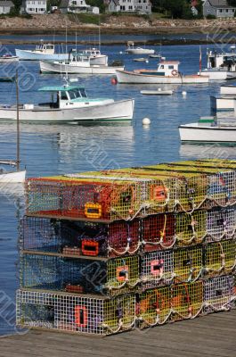 Brightly colored lobster traps