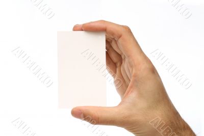 Man holding a business card