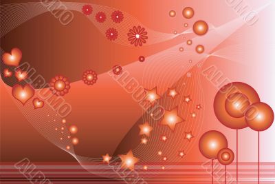 Red waves background