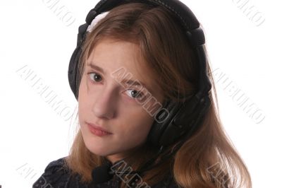 funny girl with headphones