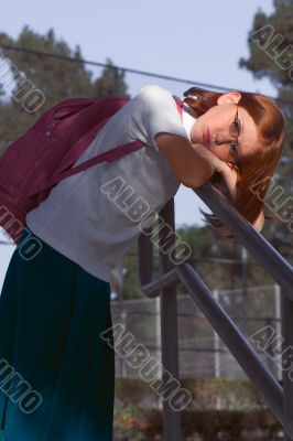 Schoolgirl with backpack