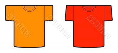 A model of a two t-shirt designs