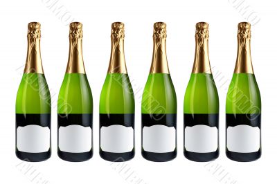 Six champagne bottles