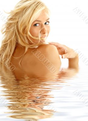 happy blond in water