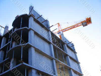 Construction with crane