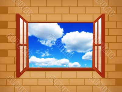 Window illustration with sky